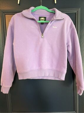 Roots Cloud Half Zip Cropped Sweatshirt Lavender XS